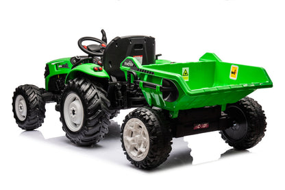 Elektrický traktor s přívěsem HC 306 na akumulátor 24V jasně zelený