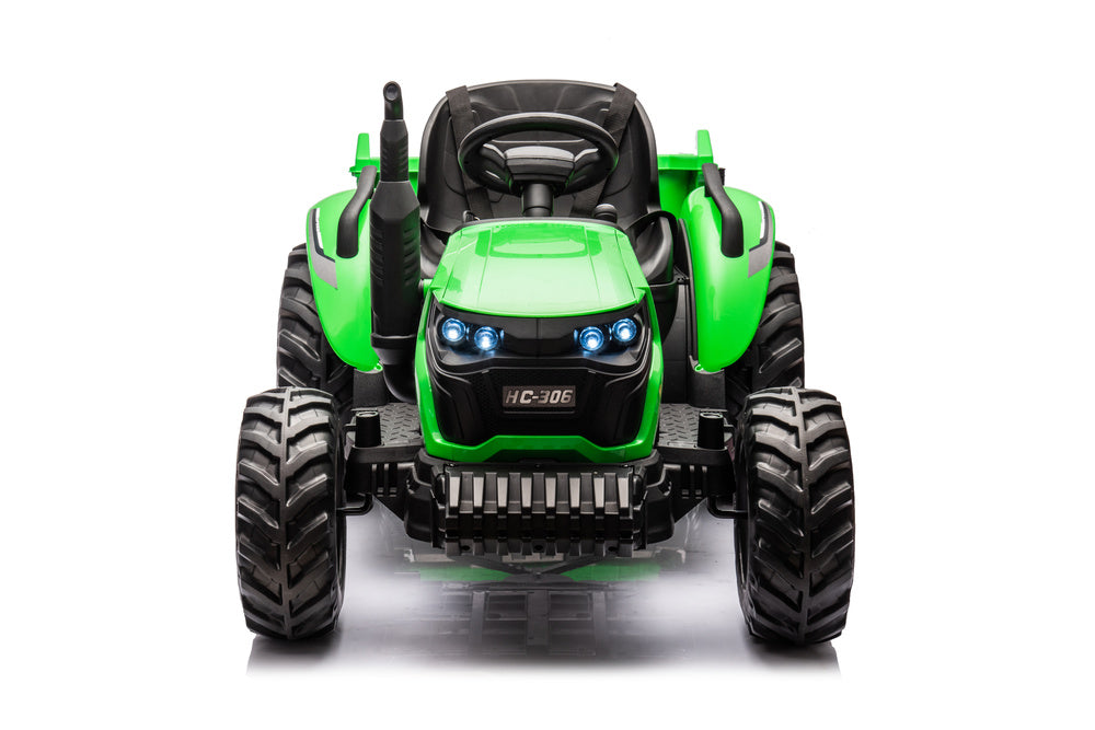 Elektrický traktor s přívěsem HC 306 na akumulátor 24V jasně zelený