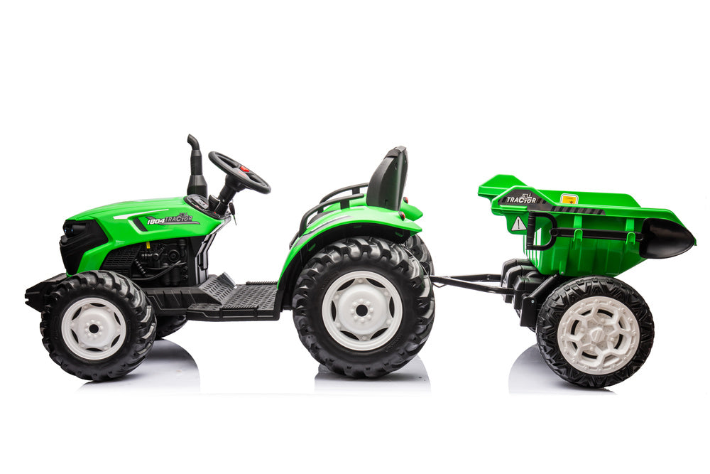 Elektrický traktor s přívěsem HC 306 na akumulátor 24V jasně zelený