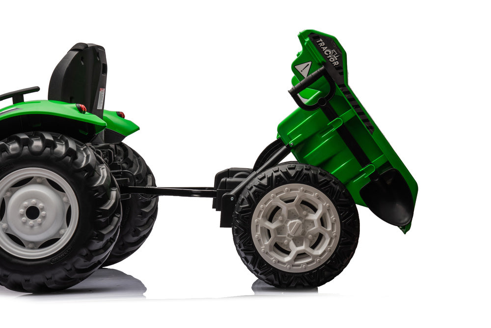Elektrický traktor s přívěsem HC 306 na akumulátor 24V jasně zelený