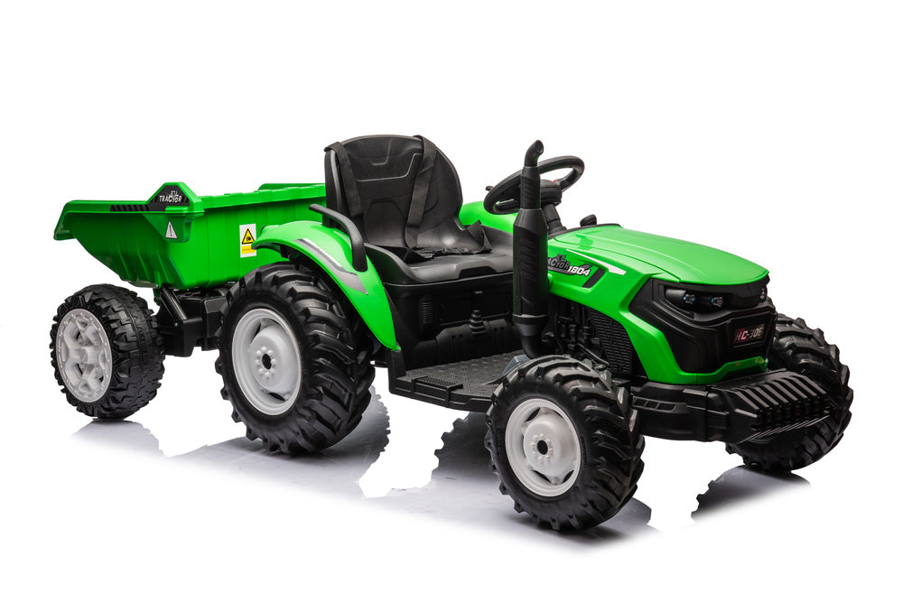Elektrický traktor s přívěsem HC 306 na akumulátor 24V jasně zelený