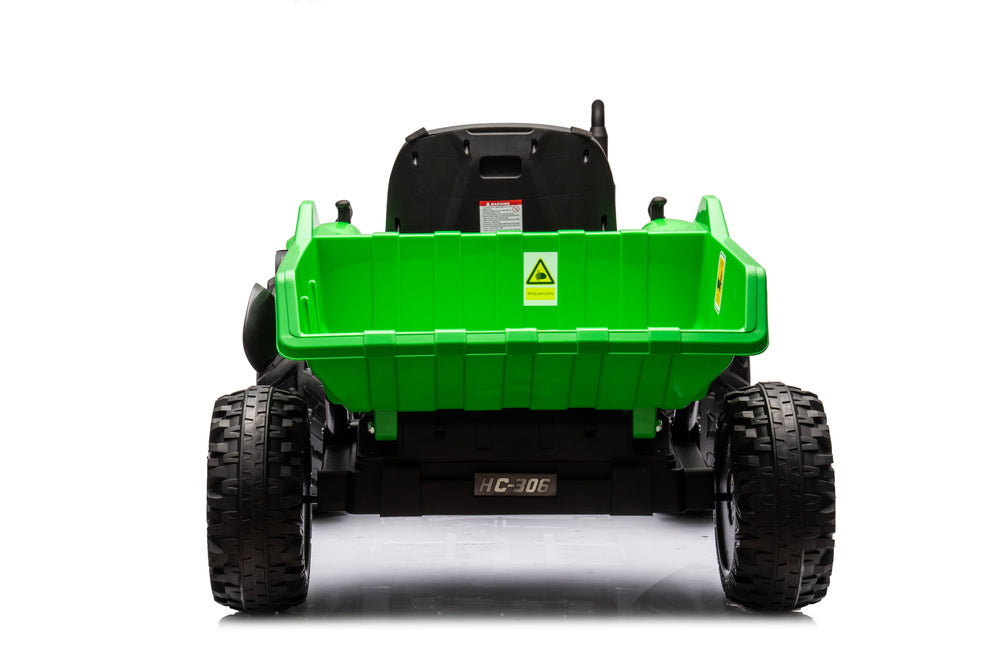 Elektrický traktor s přívěsem HC 306 na akumulátor 24V jasně zelený