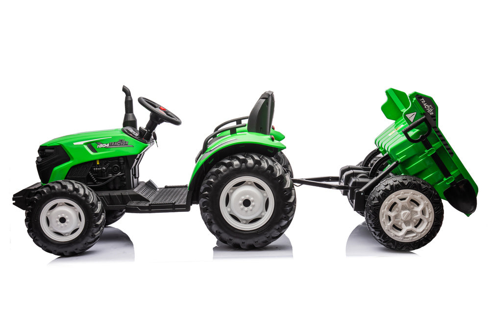Elektrický traktor s přívěsem HC 306 na akumulátor 24V jasně zelený