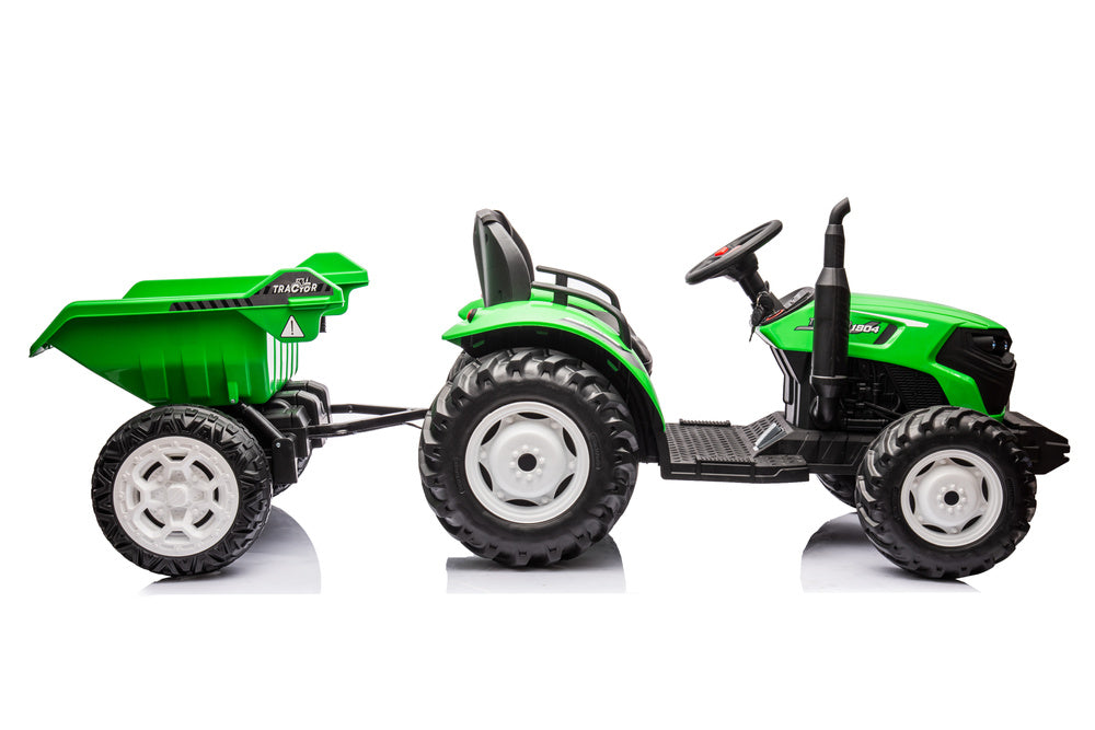 Elektrický traktor s přívěsem HC 306 na akumulátor 24V jasně zelený