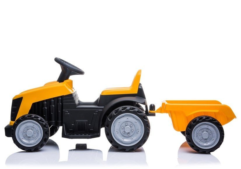 Elektrický traktor s přívěsem na akumulátor žlutý