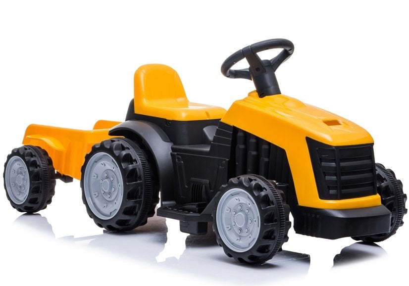 Elektrický traktor s přívěsem na akumulátor žlutý