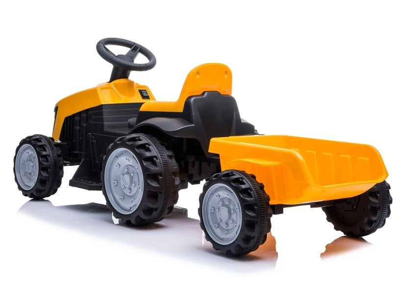 Elektrický traktor s přívěsem na akumulátor žlutý