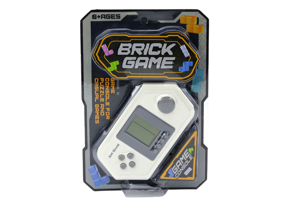 Elektronická herní konzole Tetris – šedo bílá s kostičkami