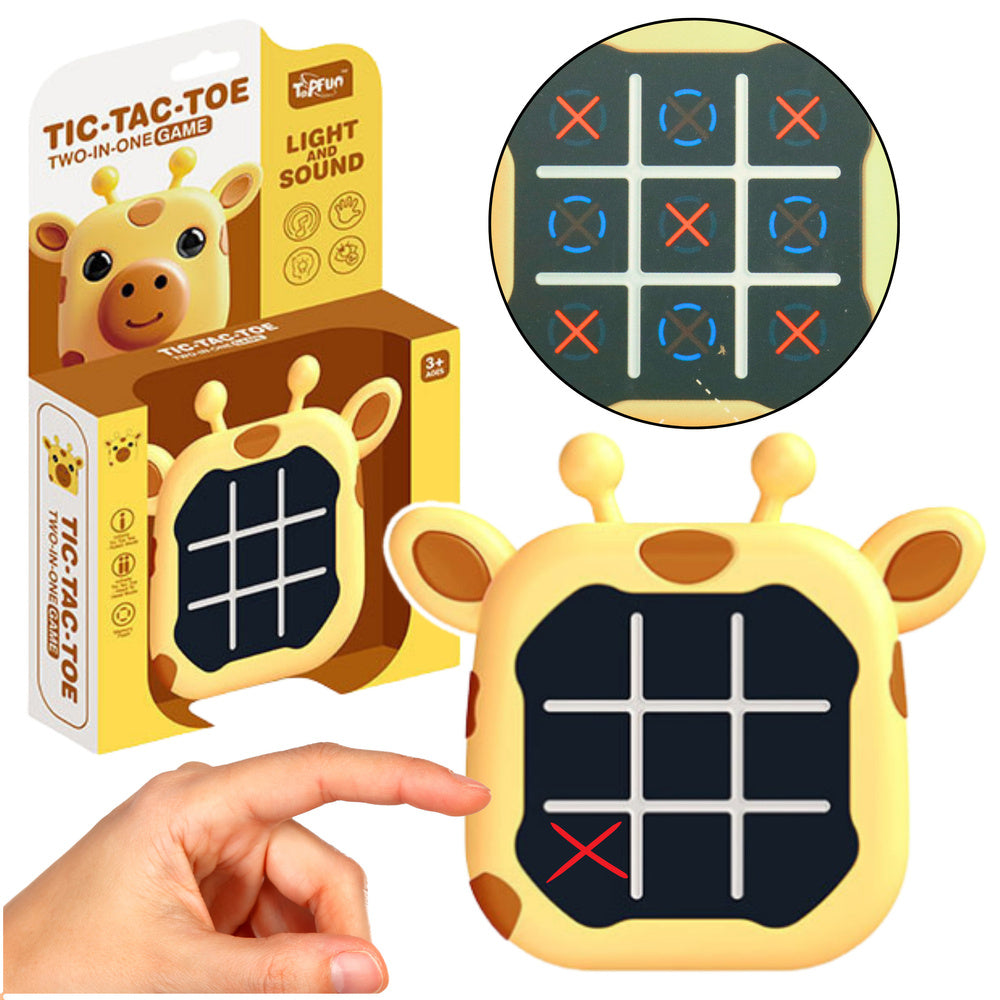 Elektronická hra 3v1 piškvorky memory žirafa žlutá