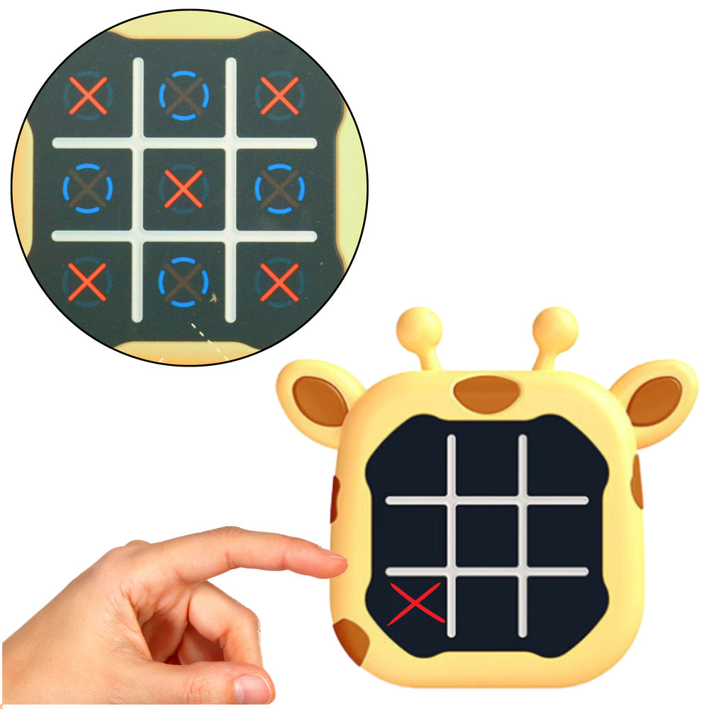 Elektronická hra 3v1 piškvorky memory žirafa žlutá