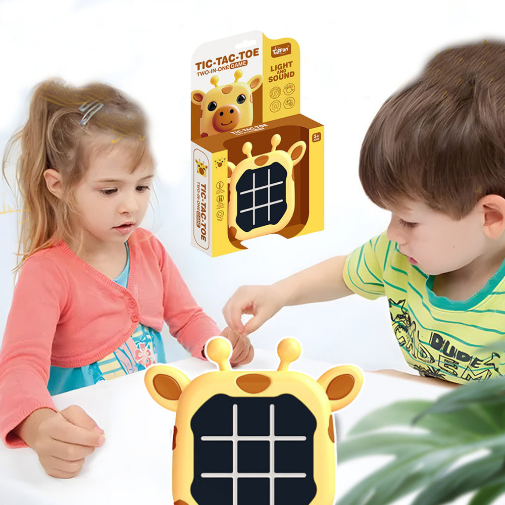 Elektronická hra 3v1 piškvorky memory žirafa žlutá