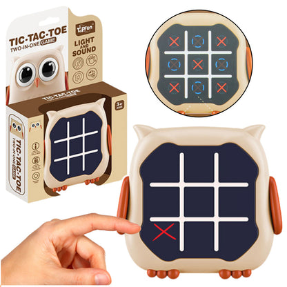 Elektronická hra 3v1 piškvorky paměť sova béžová