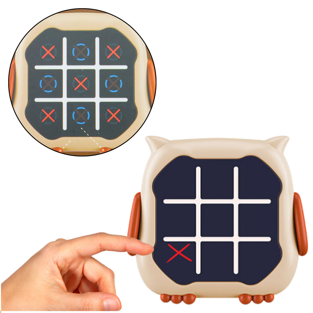 Elektronická hra 3v1 piškvorky paměť sova béžová