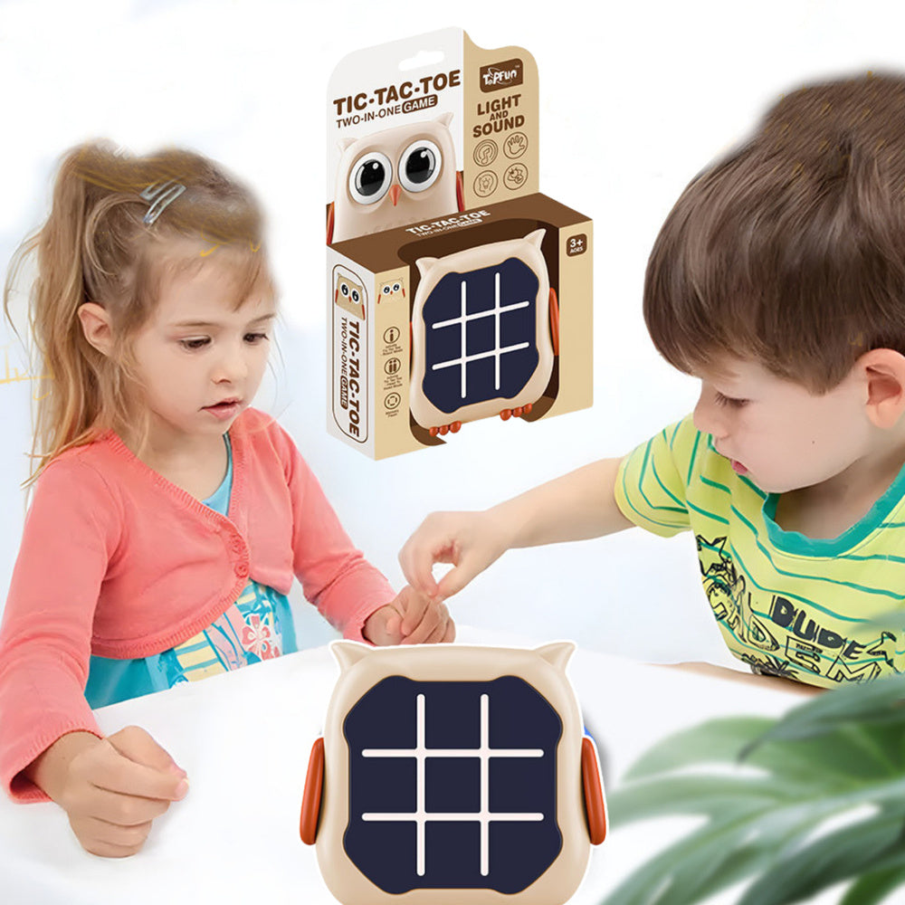 Elektronická hra 3v1 piškvorky paměť sova béžová