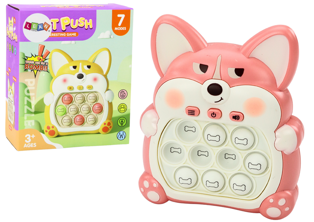 Elektronická hra Pop It lišák 7 herních režimů senzorická růžová