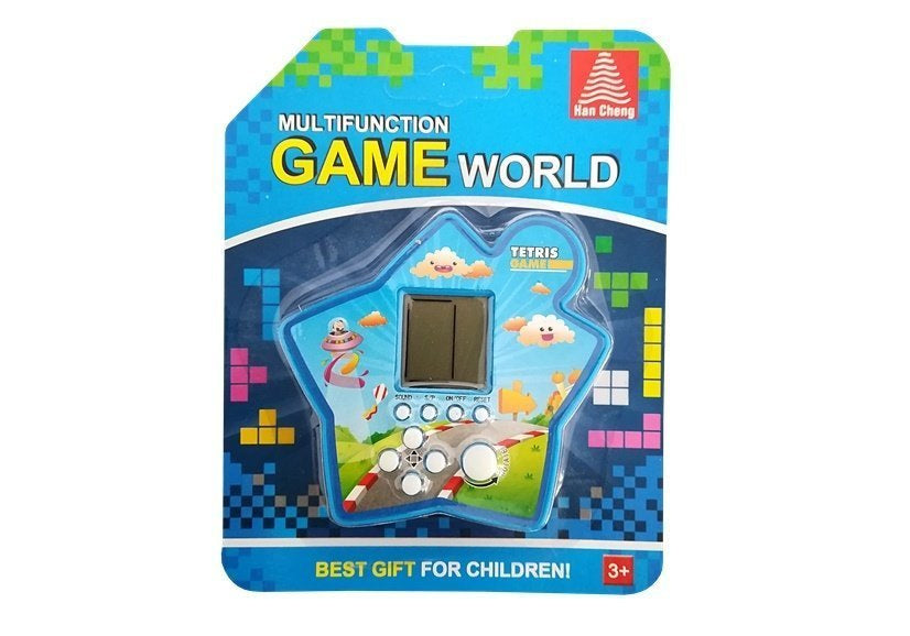 Elektronická kapesní hra Tetris ve tvaru hvězdy modrá