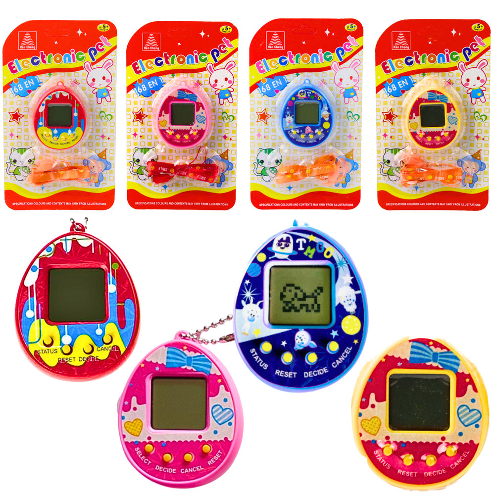 Elektronické Tamagotchi s 168 hrami – mix barev s závěsem