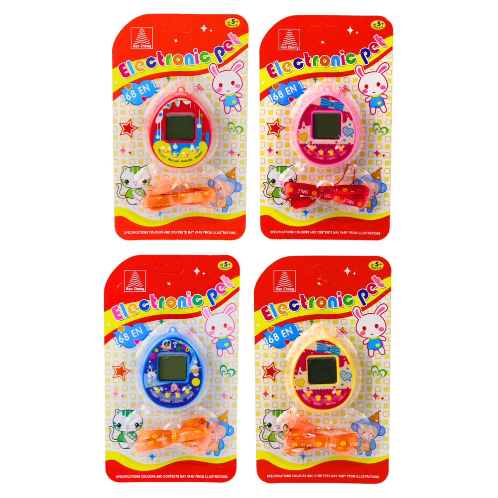 Elektronické Tamagotchi s 168 hrami – mix barev s závěsem