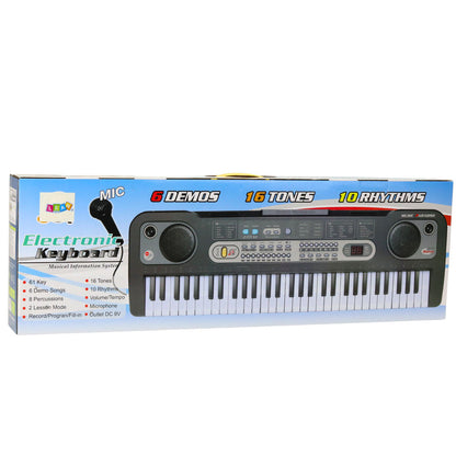 Elektronický keyboard s mikrofonem – se stojanem | černý
