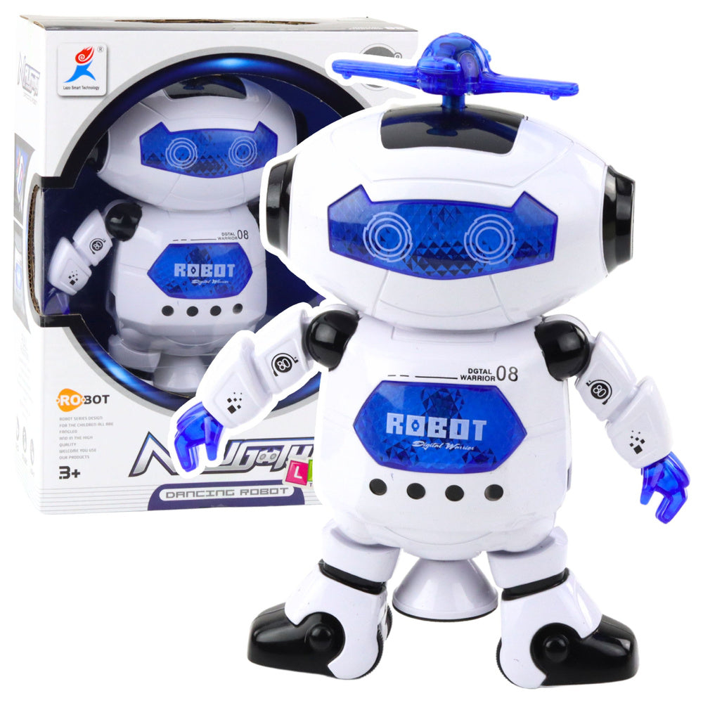 Elektronický robot tančící s LED světly a zvuky bílý