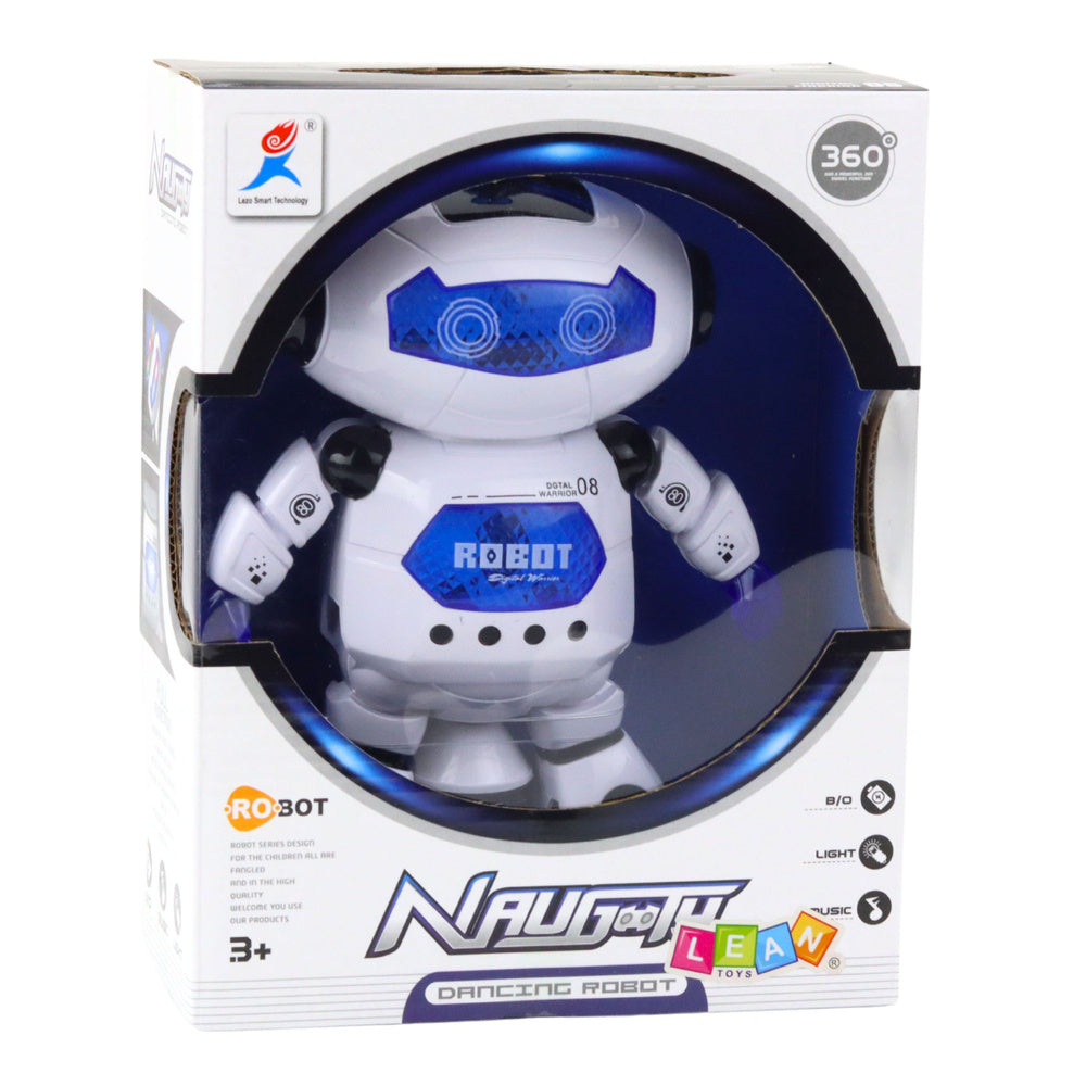 Elektronický robot tančící s LED světly a zvuky bílý