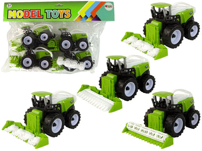 Farmářské traktory se zemědělskými nástroji – 4 kusy zelené