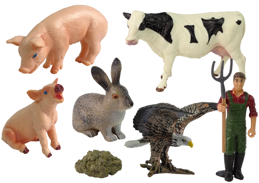 Farmářský set figurek 11 dílů – s kravou prasaty králíkem