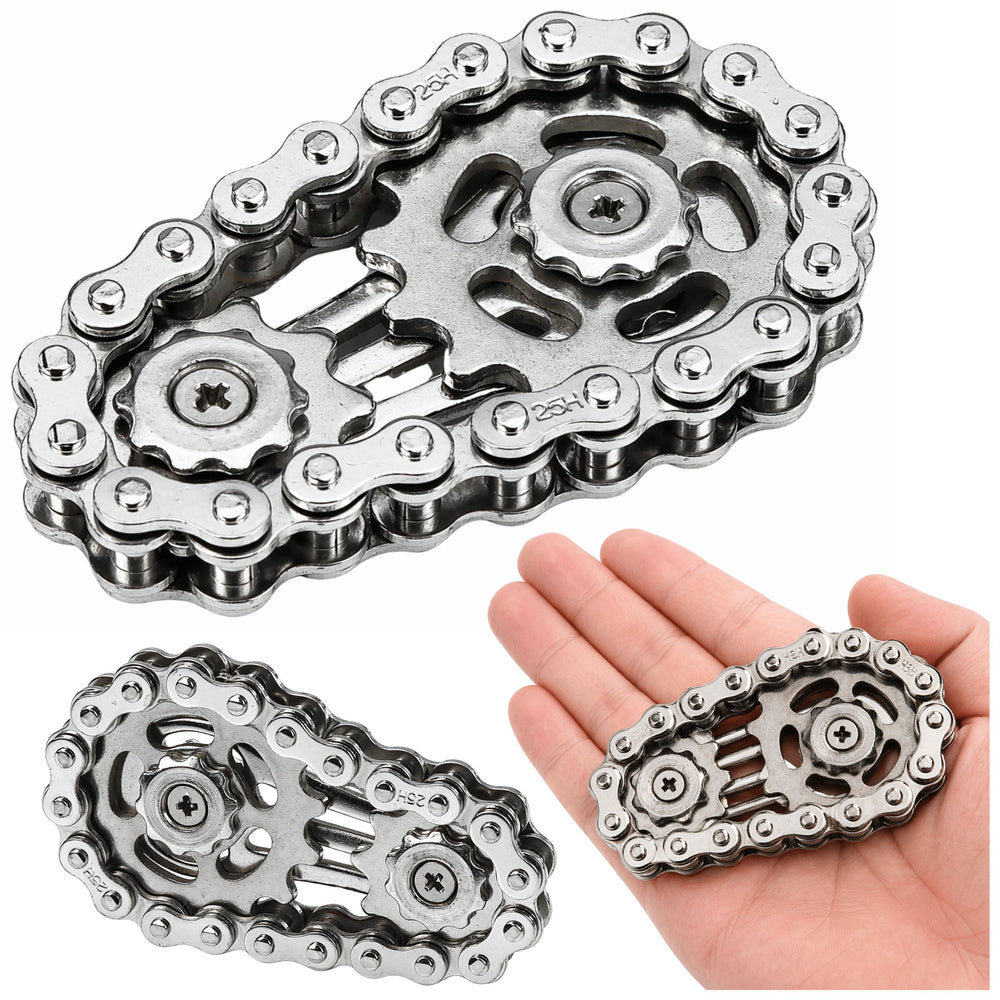 Fidget Spinner řetězová ozubená kola antistresový – nerezová ocel stříbrný