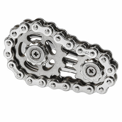 Fidget Spinner řetězová ozubená kola antistresový – nerezová ocel stříbrný