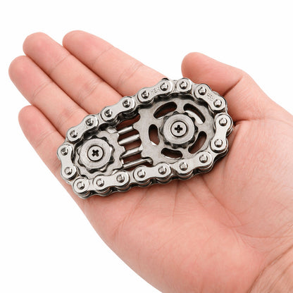 Fidget Spinner řetězová ozubená kola antistresový – nerezová ocel stříbrný