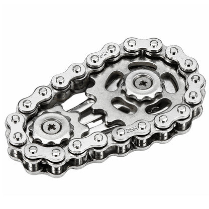 Fidget Spinner řetězová ozubená kola antistresový – nerezová ocel stříbrný