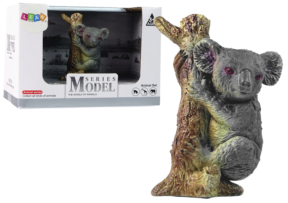 Figurka koala na stromě – zoo zvířátka | šedá