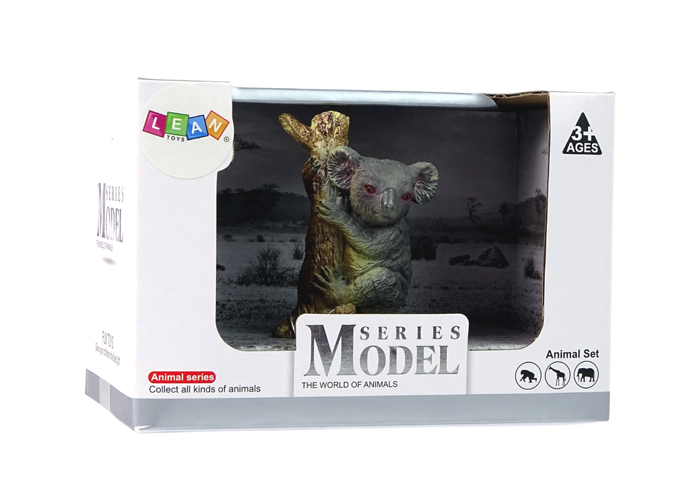 Figurka koala na stromě – zoo zvířátka | šedá