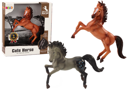 Figurka koně stojícího – pro stáj a farmu | hnědá šedá 14cm