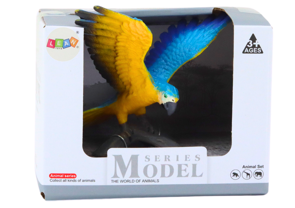 Figurka papouška ara 7 cm modro žlutá