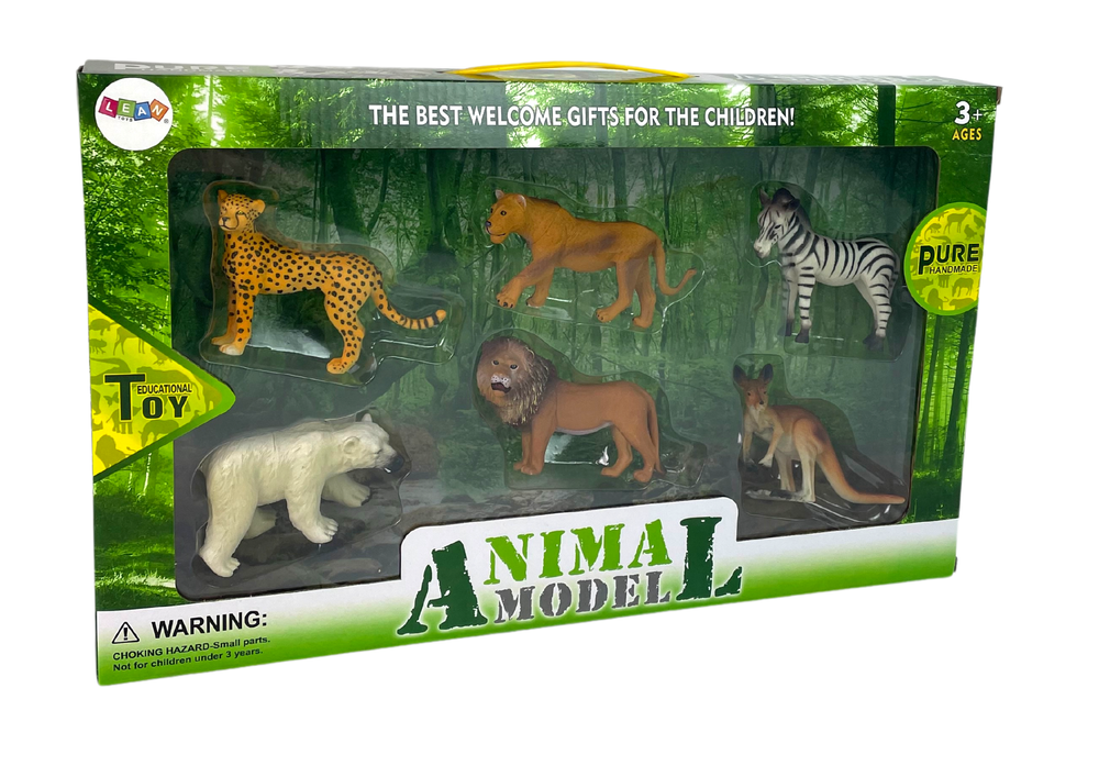 Figurky africká divoká zvířata – lev zebra klokan 6 ks
