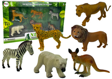 Figurky africká divoká zvířata – lev zebra klokan 6 ks