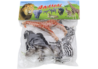 Figurky afrických zvířat 4ks – žirafa gorila zebra nosorožec