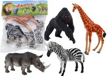 Figurky afrických zvířat 4ks – žirafa gorila zebra nosorožec