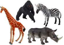 Figurky afrických zvířat 4ks – žirafa gorila zebra nosorožec