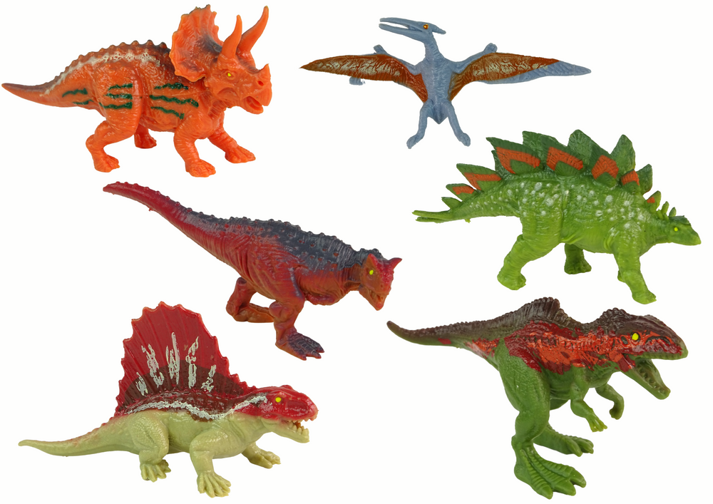 Figurky dinosaurů 6ks – barevné gumové různé velikosti