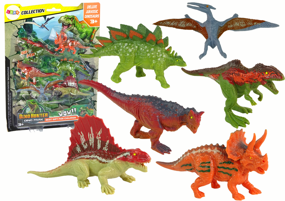 Figurky dinosaurů 6ks – barevné gumové různé velikosti