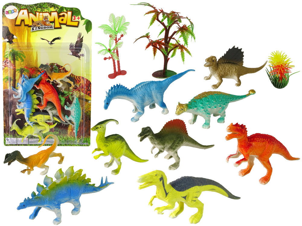 Figurky dinosaurů 9 kusů s rostlinkami barevné