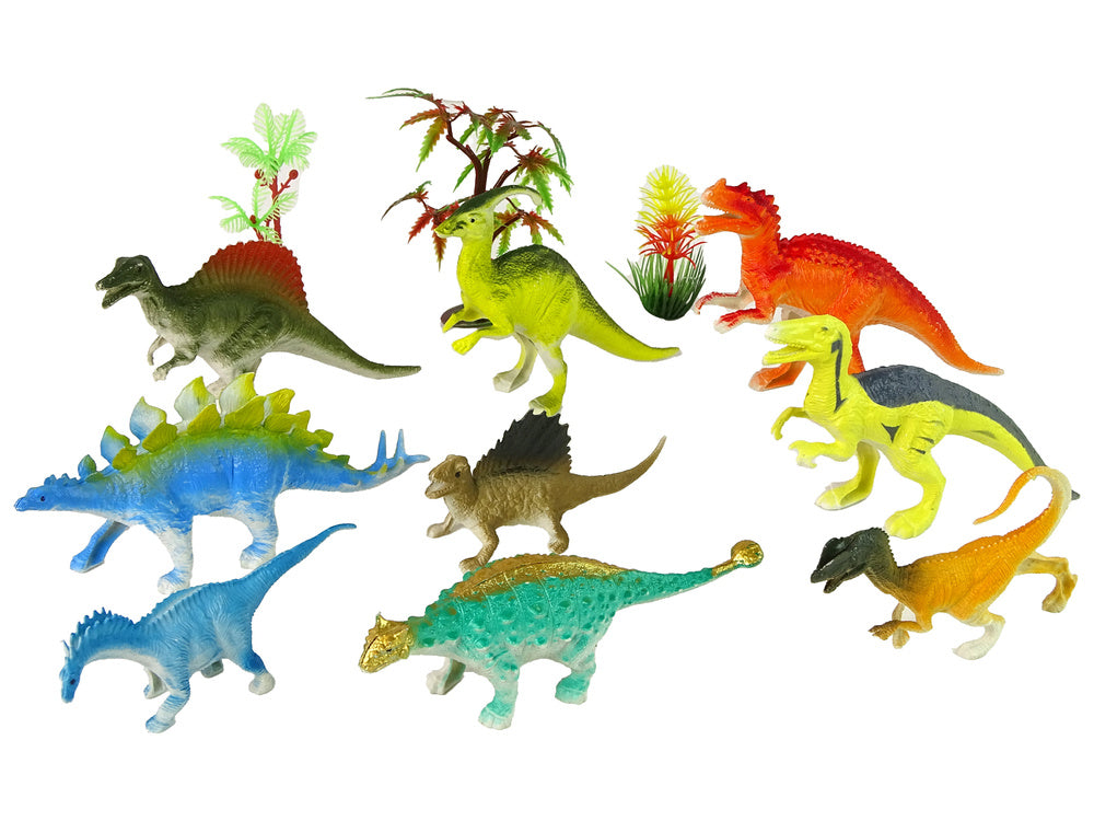 Figurky dinosaurů 9 kusů s rostlinkami barevné