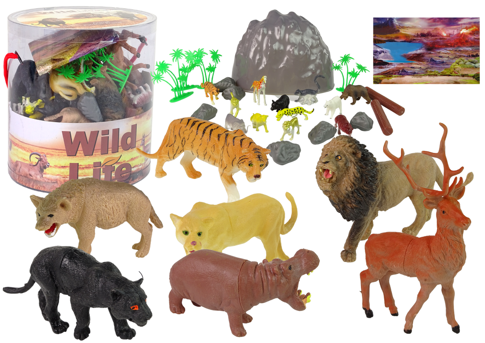 Figurky divokých zvířat safari 34 dílů – lev gepard tygr