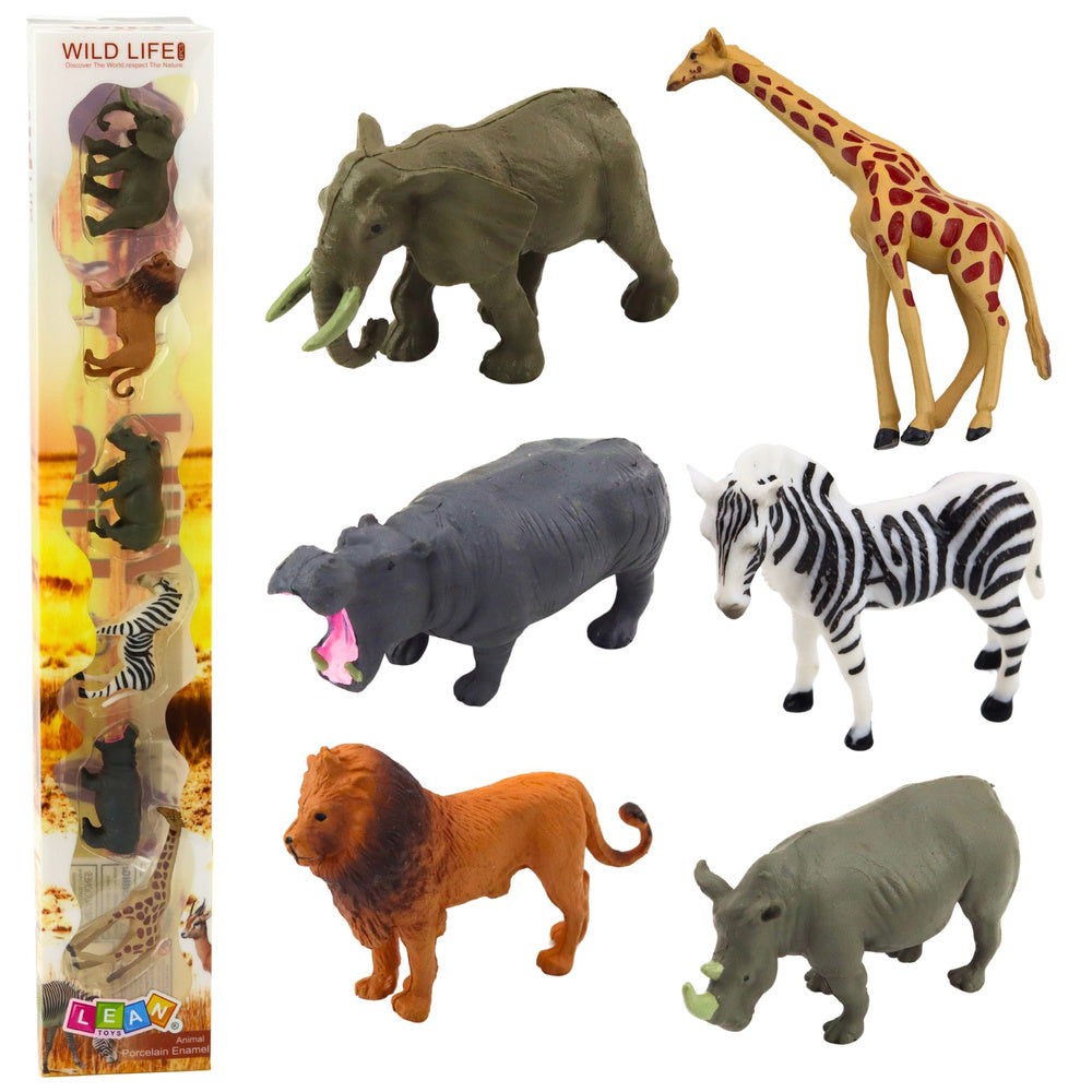 Figurky divokých zvířat – žirafa zebra lev slon 6 8cm | 6ks