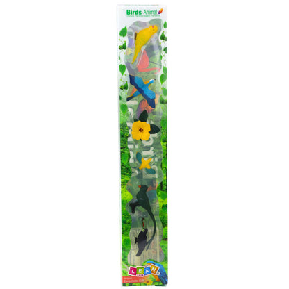 Figurky exotických ptáků s hibiskusem – 6 ks žluté 4 11 cm