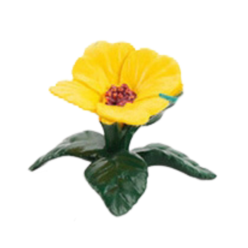 Figurky exotických ptáků s hibiskusem – 6 ks žluté 4 11 cm