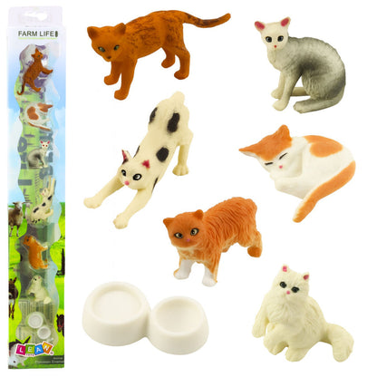Figurky koček s miskou na krmení – 6 ks 4 6 cm | Farm Life