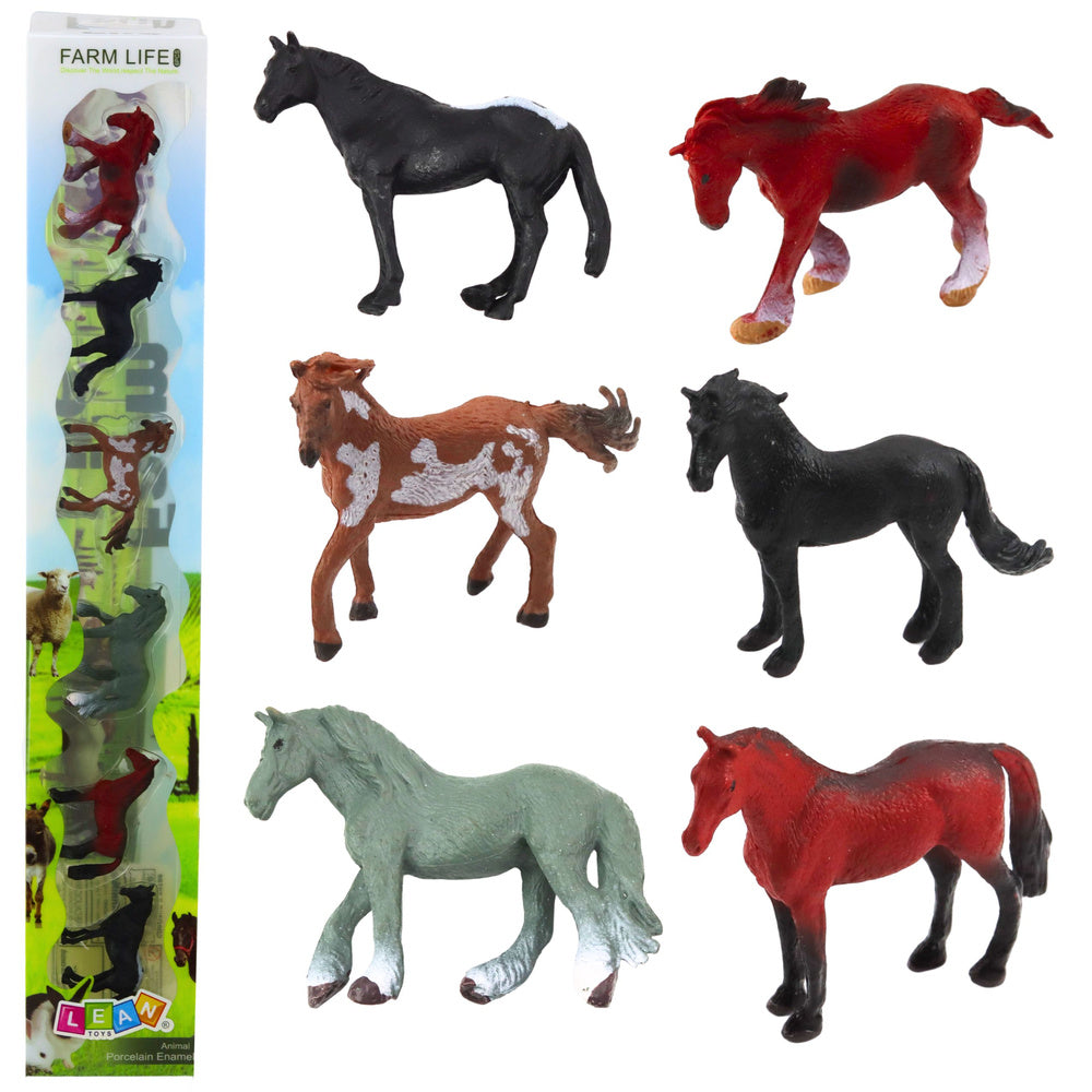Figurky koní sada 6ks – hnědý černý šedý 5 6cm | Farm Life
